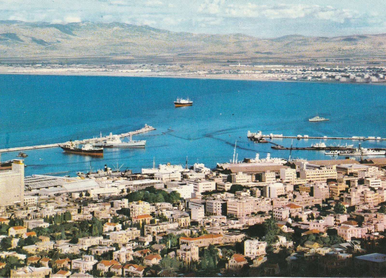 Photo cpsm grand format Israël HAIFA le Quartier du Port