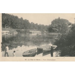 94 Vers CHAMPIGNY. Le Tour de Marne avec barques de promenades vers 1900