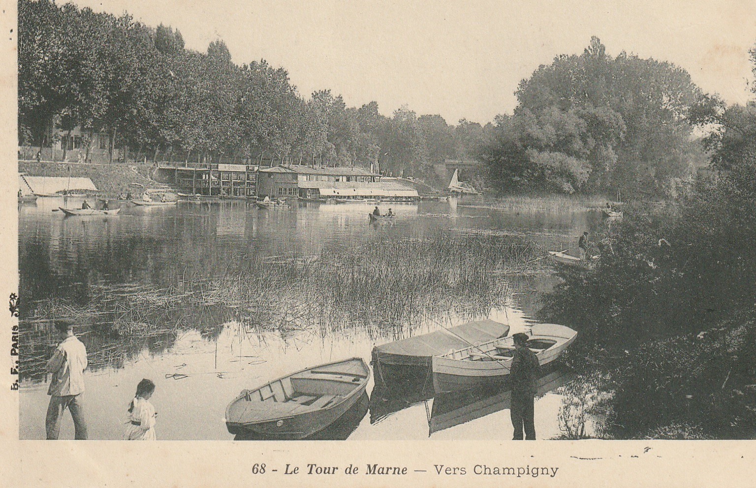 94 Vers CHAMPIGNY. Le Tour de Marne avec barques de promenades vers 1900