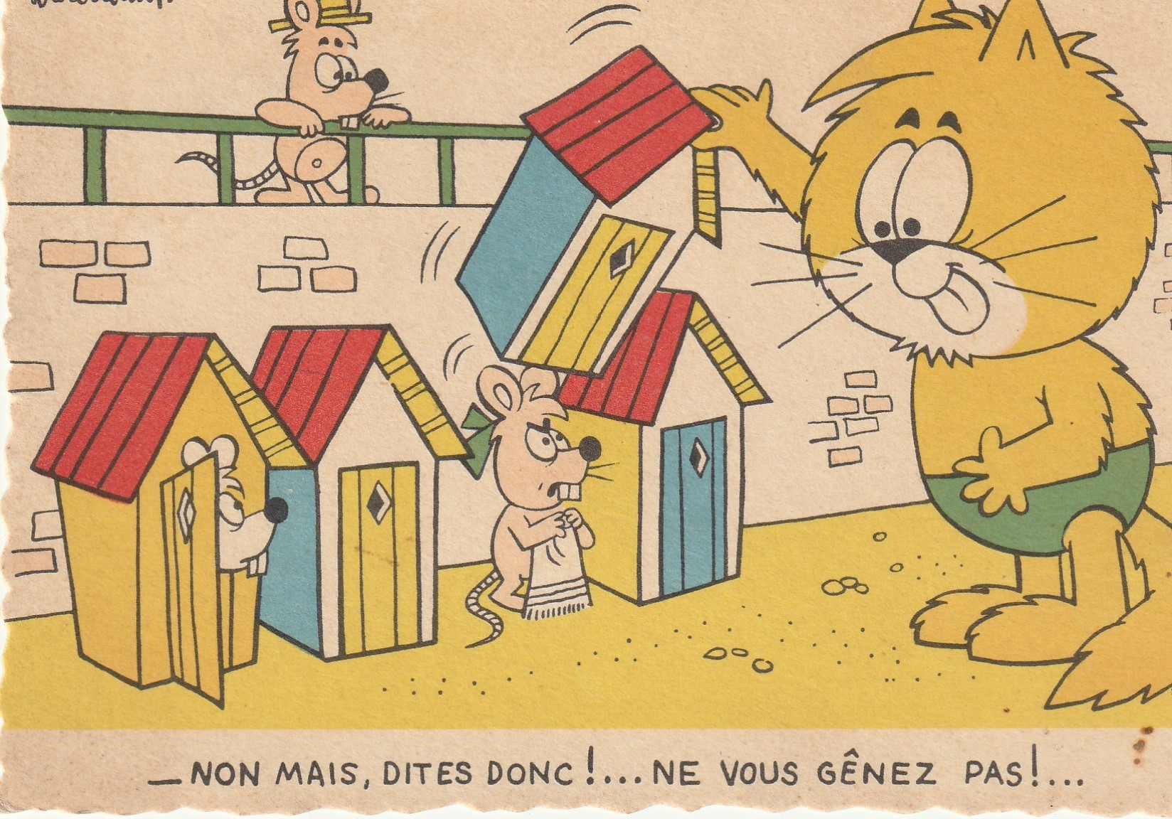 Illustrateur BARBEROUSSE. Le chat et les souris " Ne vous gênez pas " !...1962