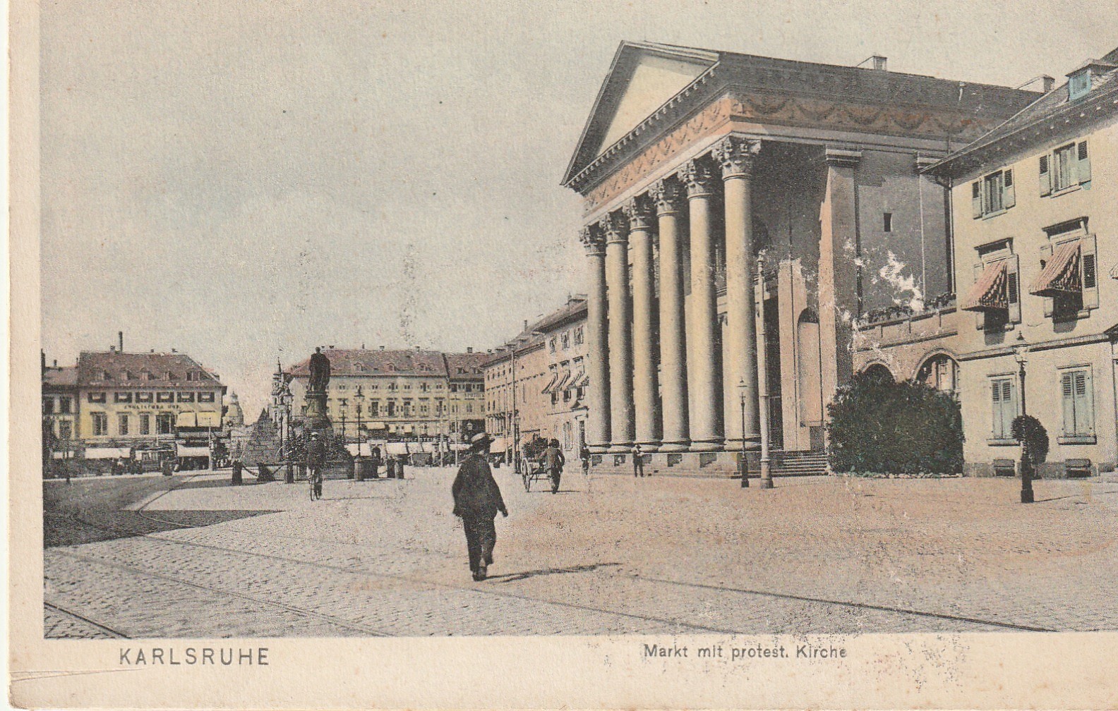 Allemagne KARLSRUHE. Markt mit protest Kirche vers 1900