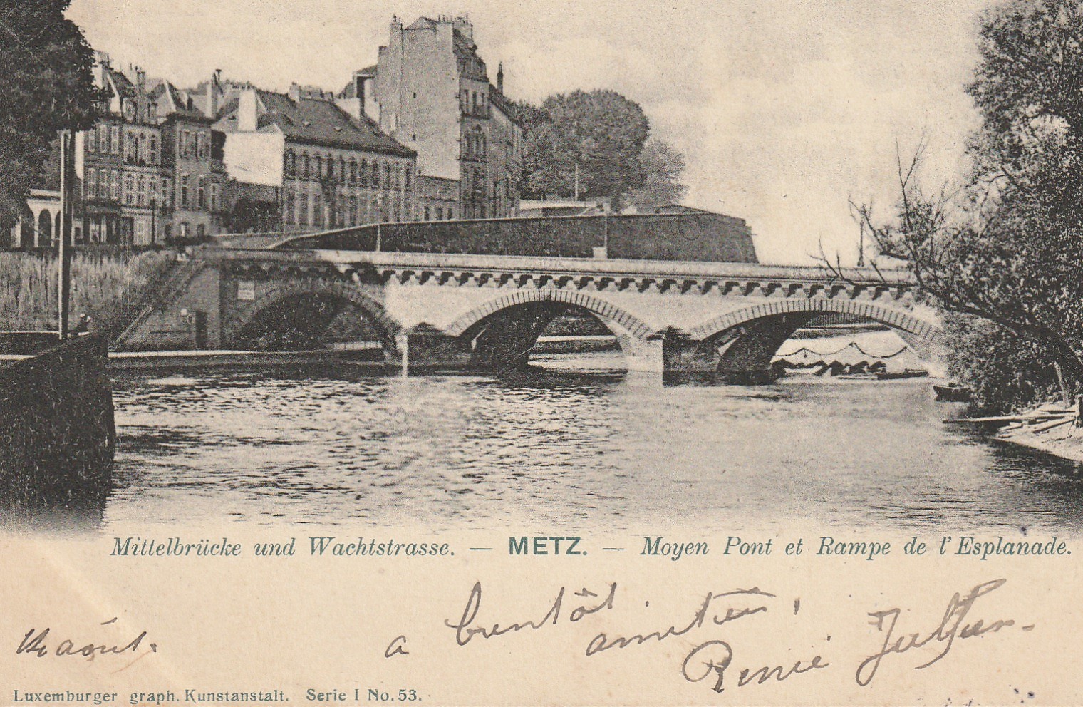 57 METZ. Moyen Pont et Rampe de l'Esplanade 1904