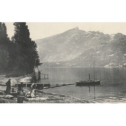 73 AIX-LES-BAINS. Lavandières sur Le Lac du Bourget et la Dent du Chat
