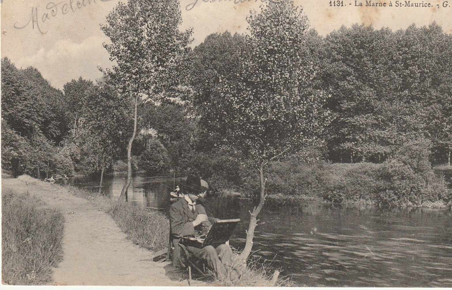 94 SAINT-MAURICE. Peintre sur les bords de la Marne 1906