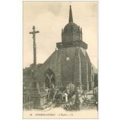 carte postale ancienne 22 PERROS-GUIREC. L'Eglise et le Cimetière