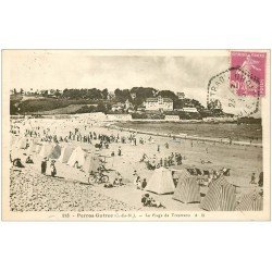 carte postale ancienne 22 PERROS-GUIREC. Plage de Trestraou 1935 n° 113