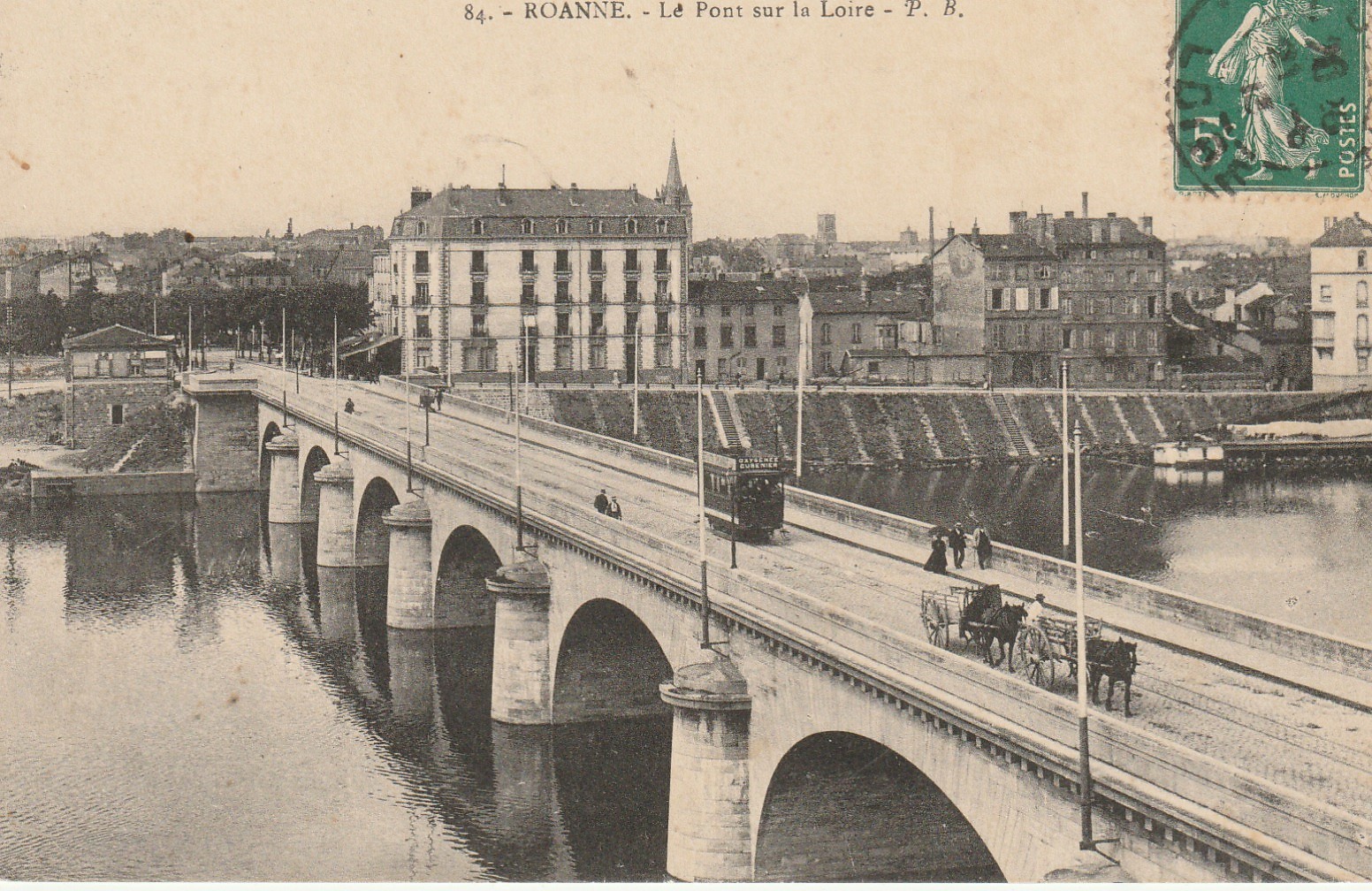 42 ROANNE. Le Pont sur la Loire 1913