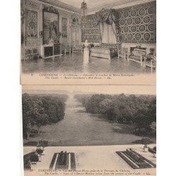 2 cpa 60 COMPIEGNE. Chambre de Marie-Antoinette et vue des Beaux-Monts prise Terrasse du Château