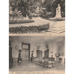 2 cpa 60 COMPIEGNE. Salle à Manger du Château et vue dans le Parc