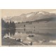 Suisse MONTANA Lac Moubraz avec barque de Pêcheur