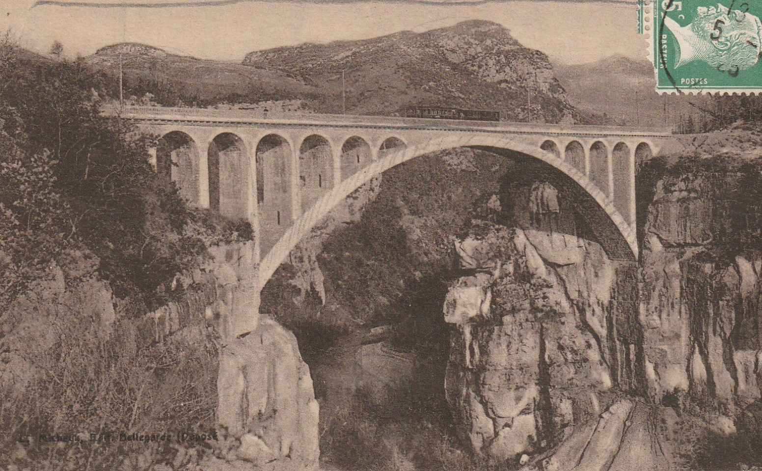 01 LE PONT DU MOULIN-DES-PIERRES. Ligne du Tramway électrique de Bellegarde à Chézery 1925