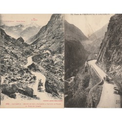 65 LES PYRENEES. Gavarnie, Route de Luz à travers le Chaos et Route de Pierrefitte à Cauterets avec attelages