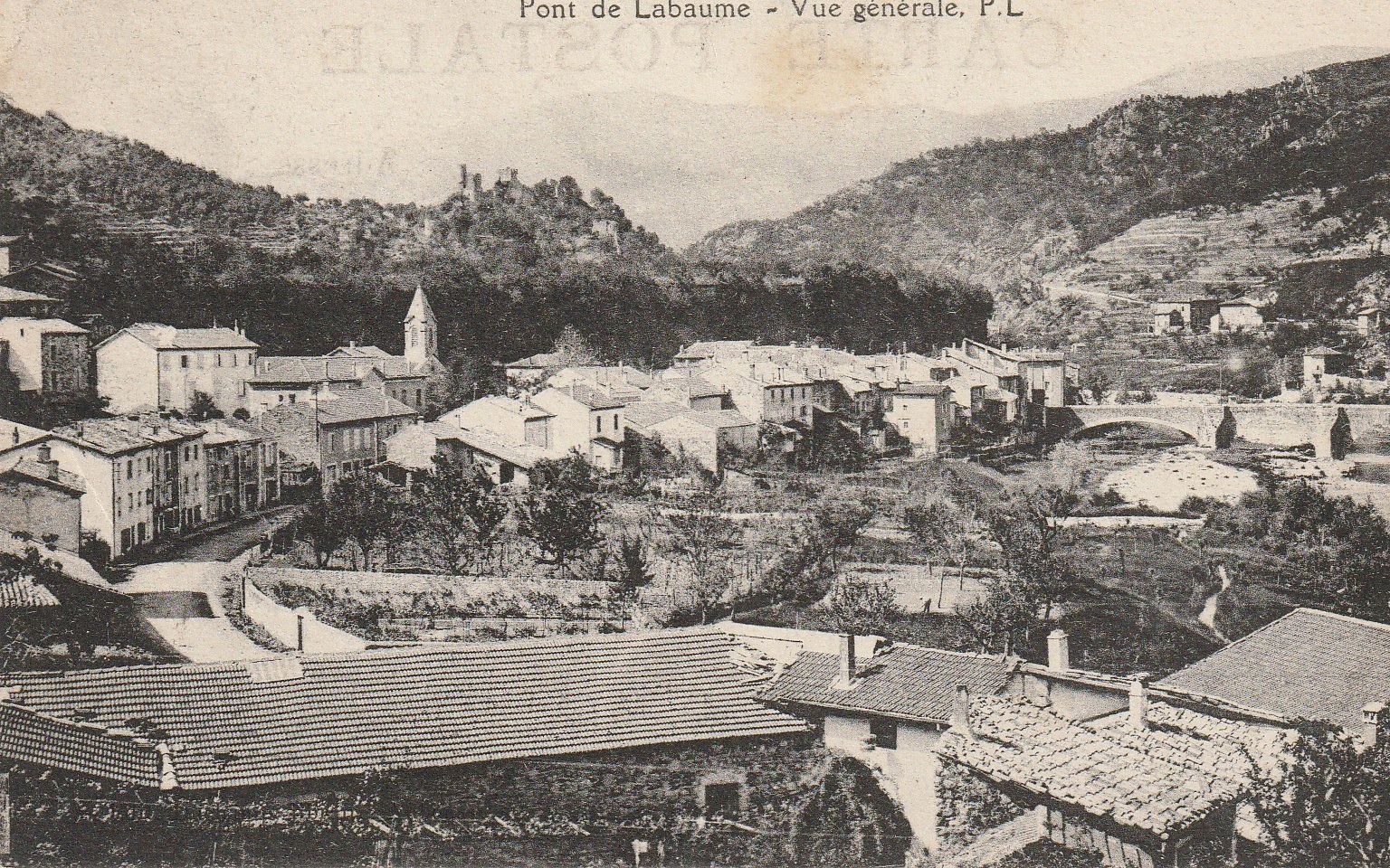 07 PONT DE LABAUME. Vue générale sur le Village 1921