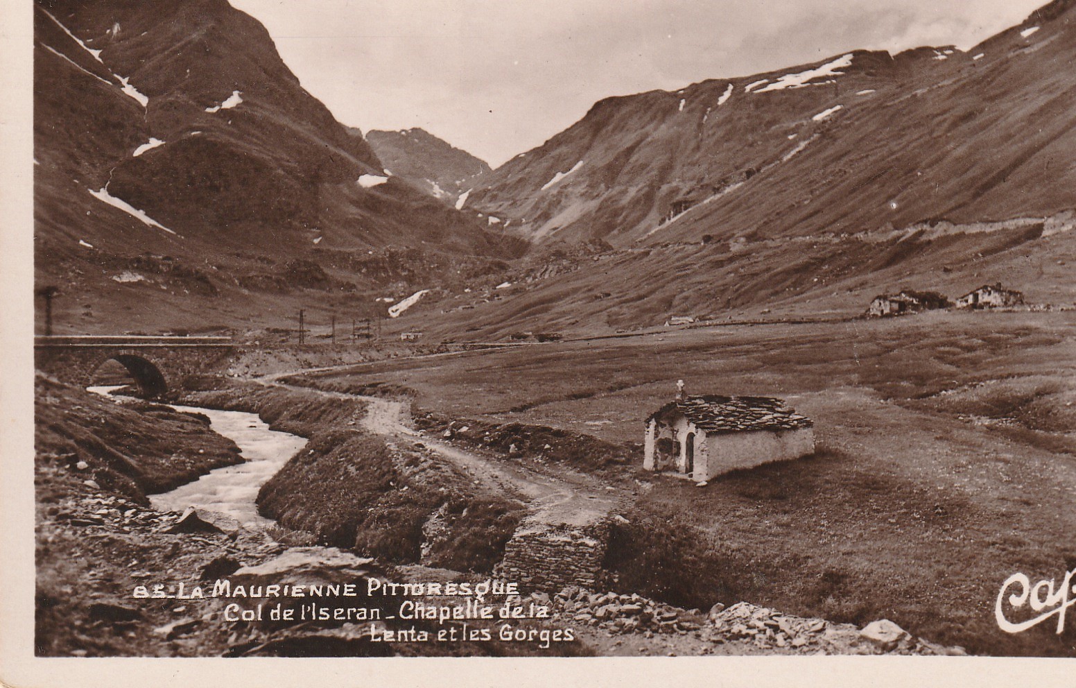 Photo cpa 73 LA MAURIENNE. Col de l'Iseran, Chapelle de la Lenta et les Gorges 1931