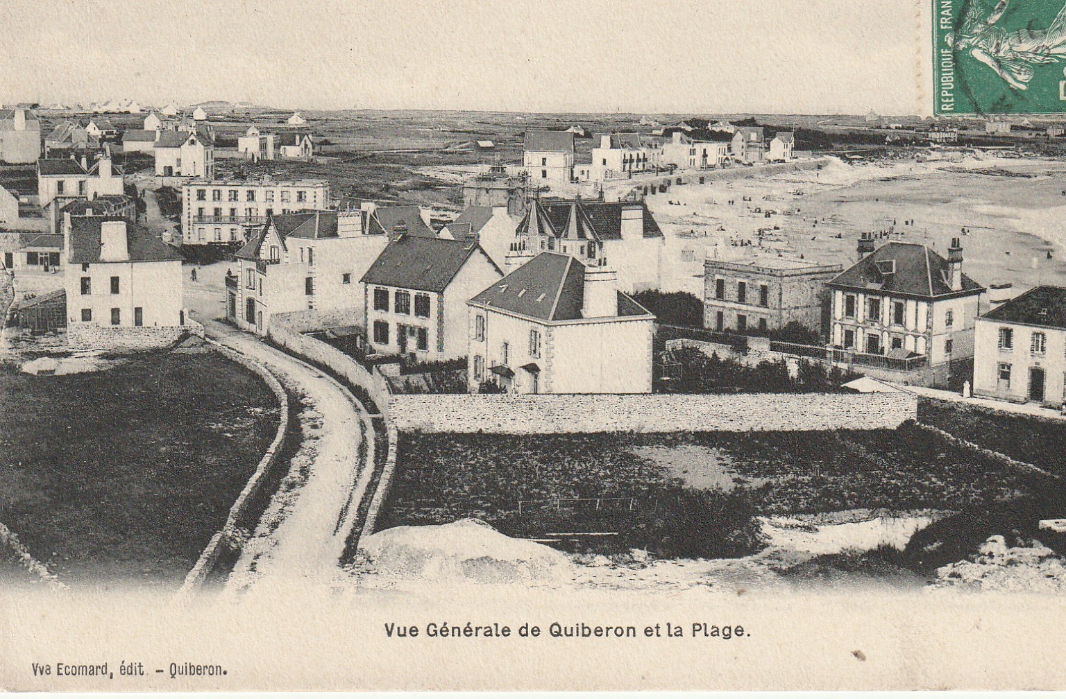 56 QUIBERON. Vue générale avec la Plage 1908