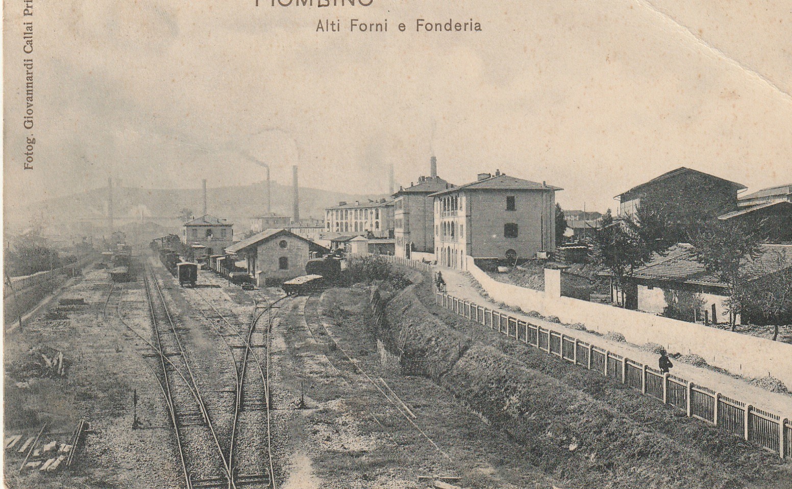 Italia PIOMBINO. Alti Forni e Fonderia con treni 1905