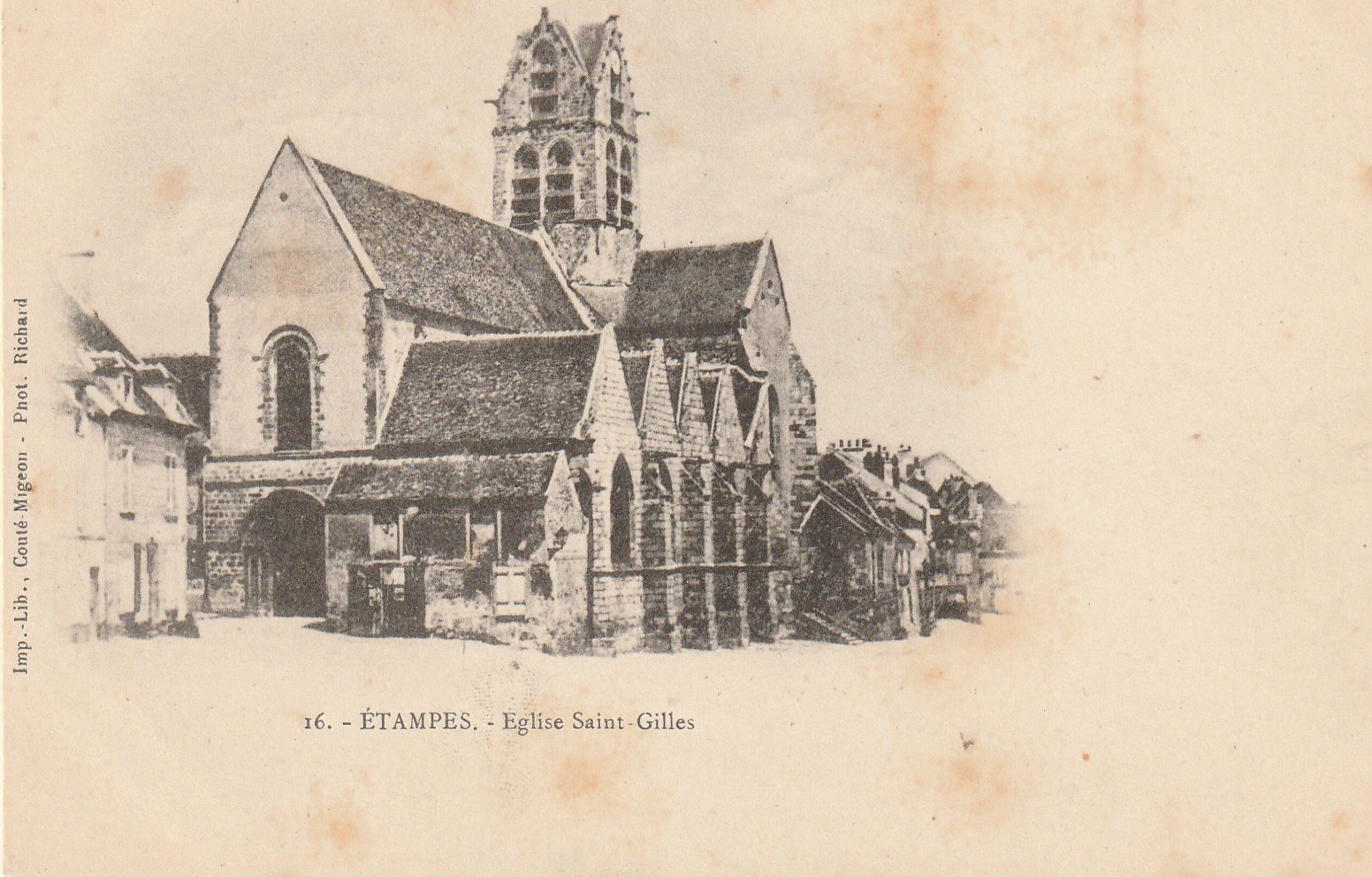 91 ETAMPES. Eglise Saint-Gilles carte précurseur vers 1900