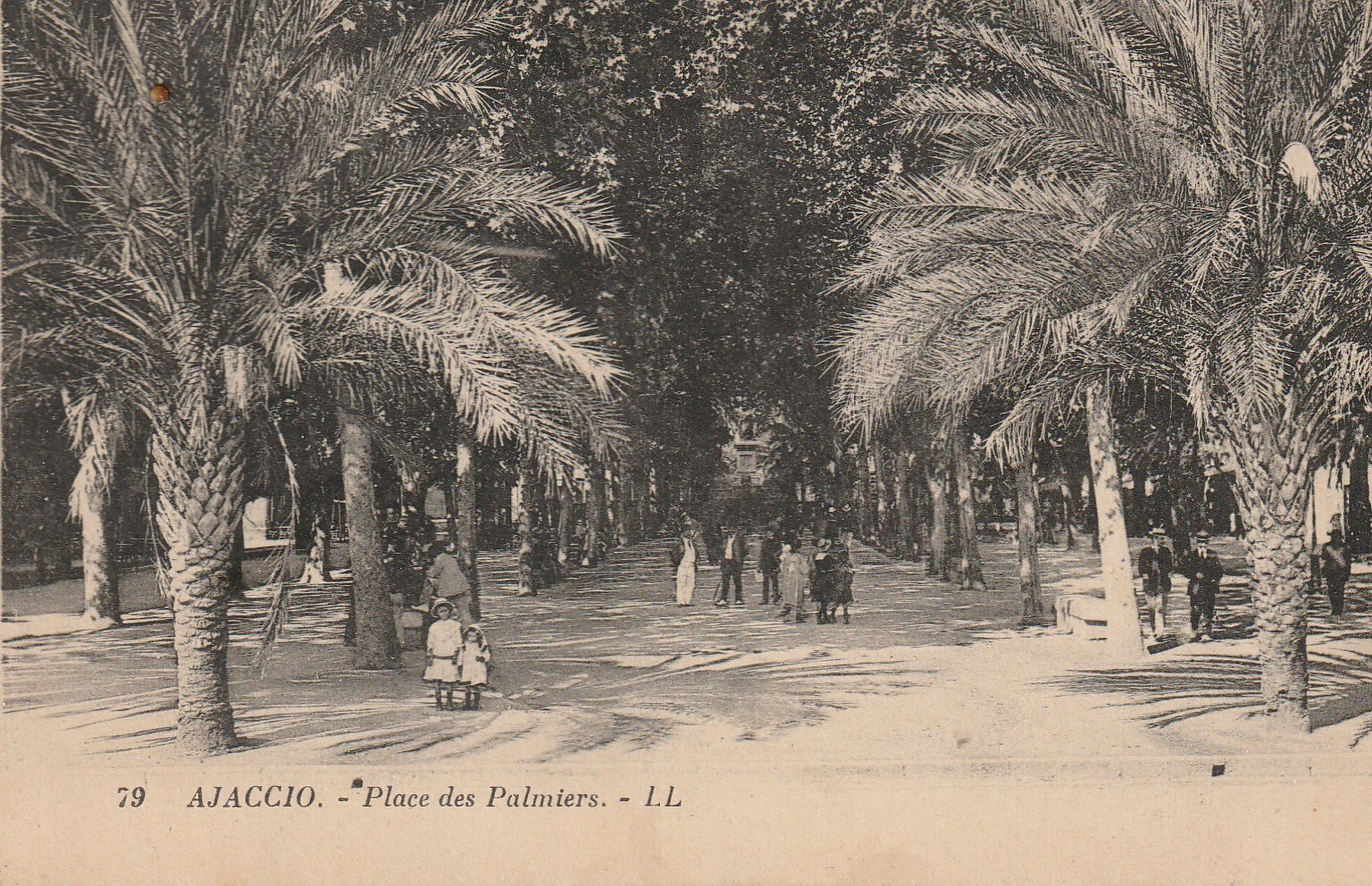 20 AJACCIO. Place des Palmiers bien animée 1924