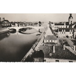 Photo cpsm petit format 71 CHALON-SUR-SAONE. Pont Saint-Laurent et Hôpital 1954