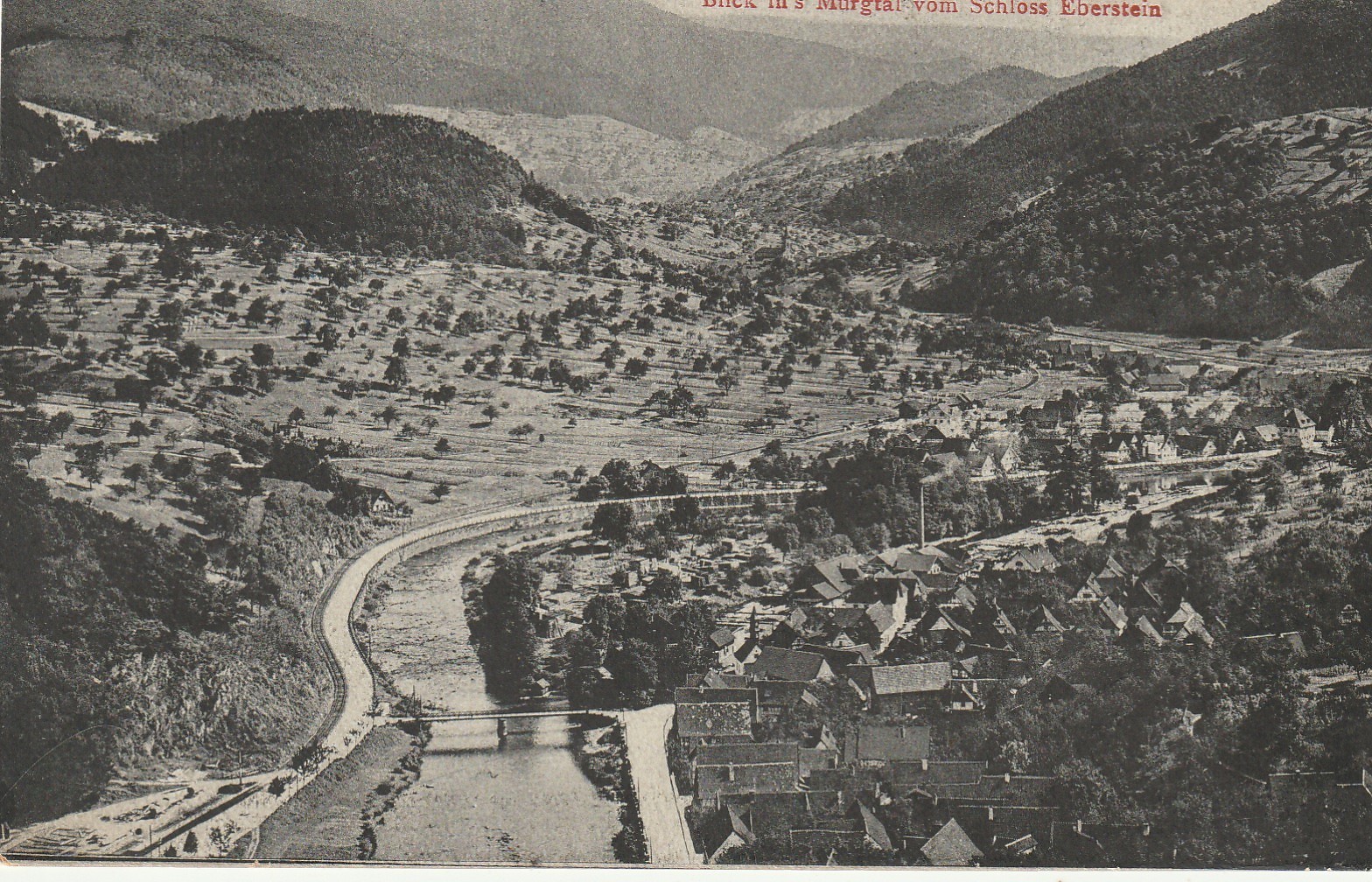Allemagne OBERTSROT i Murgtal. Blick in's Murgtal vom Schloss Eberstein 1908