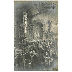 carte postale ancienne 22 PLOUMANACH. Pêcheurs Ploumanakais Chapelle de Clarté. Salon 1909