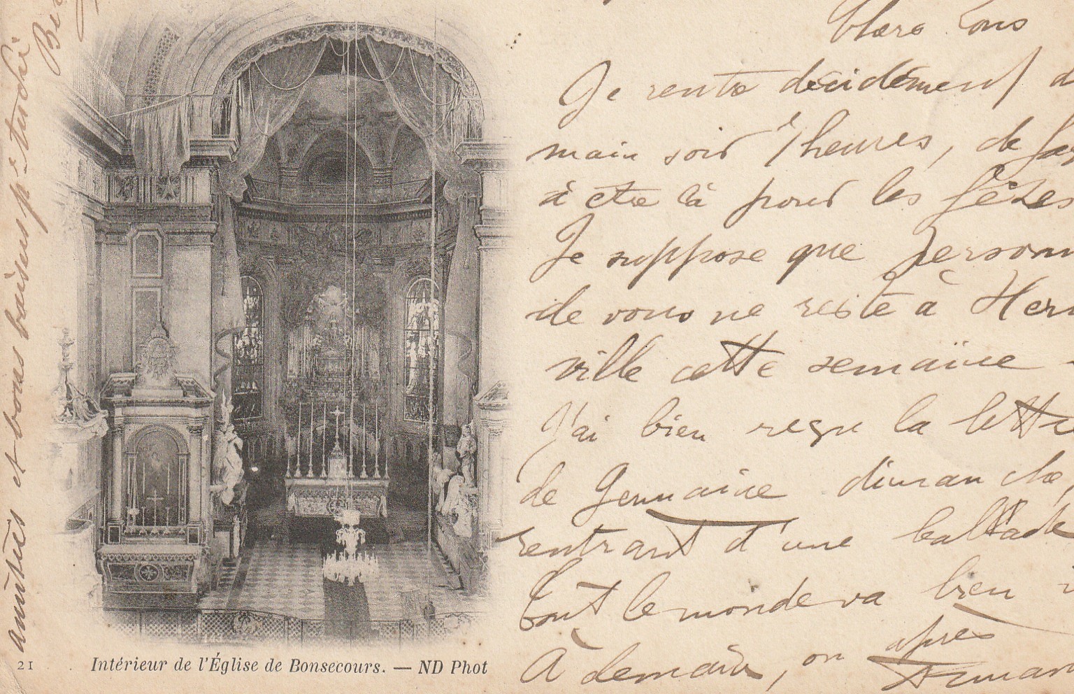 54 NANCY. Intérieur de l'Eglise de Bonsecours 1901