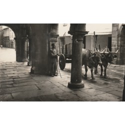 Photo cpsm petit format Espagne SANTIAGO DE COMPOSTELA. Carette typique à la rue Neuve 1963