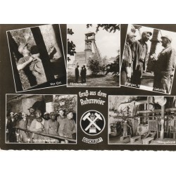 Photo cpsm grand format Allemagne ESSEN Gruss aus dem Ruhrrevier Glückauf Mine et Mineurs