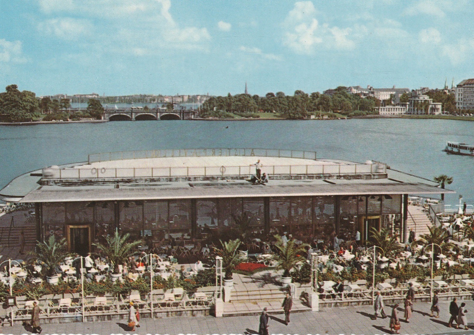 Photo cpsm grand format Allemagne HAMBURG. Alsterpavillon und Binnenalster
