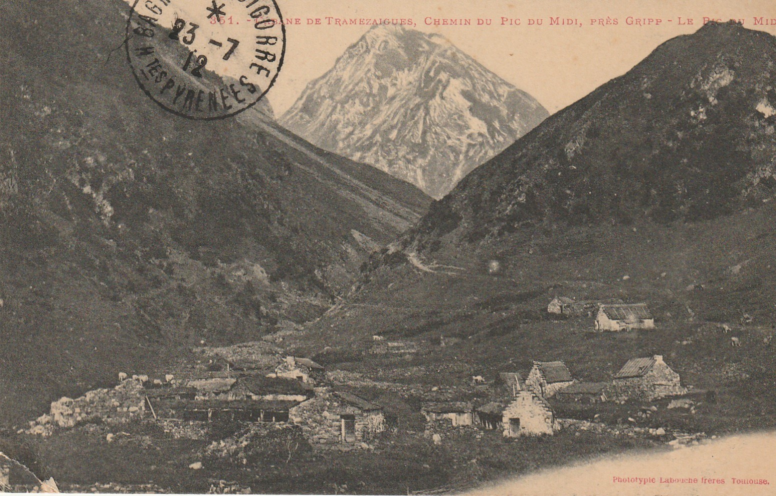 65 près de GRIPP.. Cabane de Tramezaigues Chemin du Pic du Midi 1912