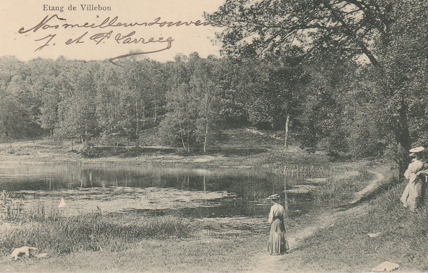 92 MEUDON. Elégantes près Etang de Villebon en Forêt 1905
