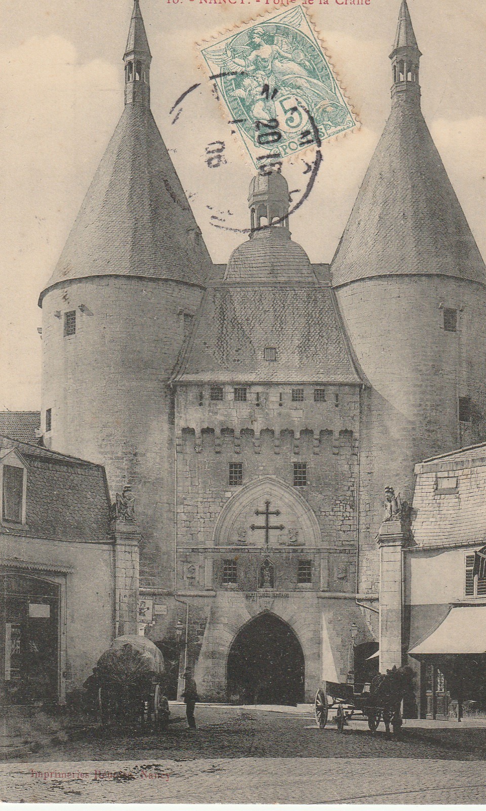 54 NANCY. Porte de la Graffe avec attelages 1906