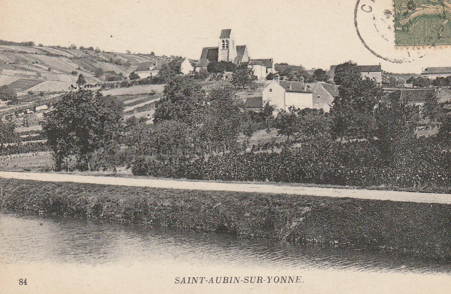 89 SAINT-AUBIN-SUR-YONNE. Vue sur le Village et le Canal 1920
