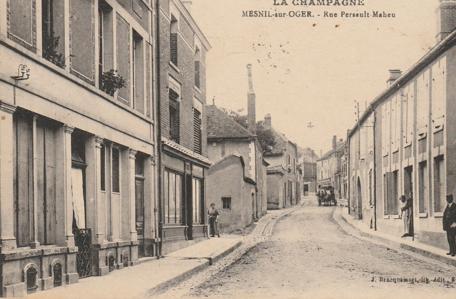 51 MESNIL-SUR-OGER. Attelage rue Persault Maheu 1921