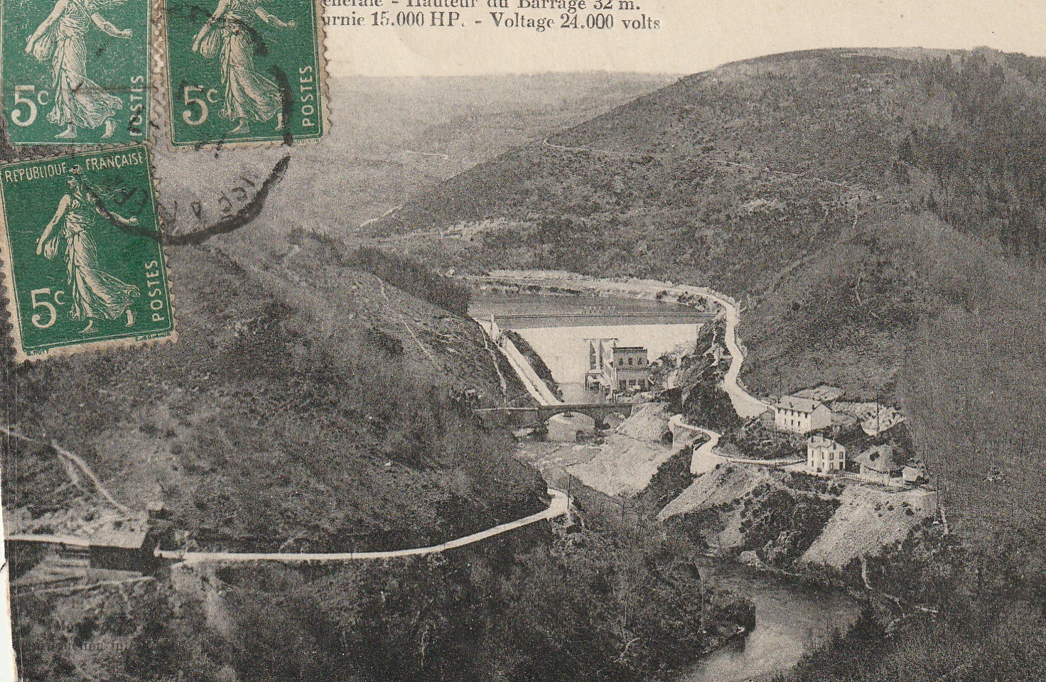 63 VALLEE DE LA SIOULE. Barrage des Fades vers 1920...