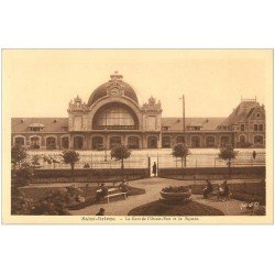 carte postale ancienne 22 SAINT-BRIEUC. Gare de l'Ouest-Etat et Square