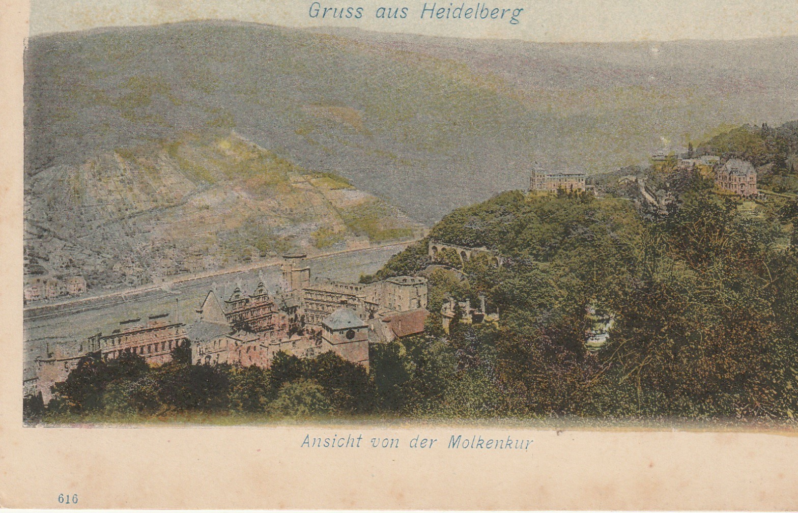 Allemagne HEIDELBERG. Ansicht restaurant von der Molkenkur vers 1900