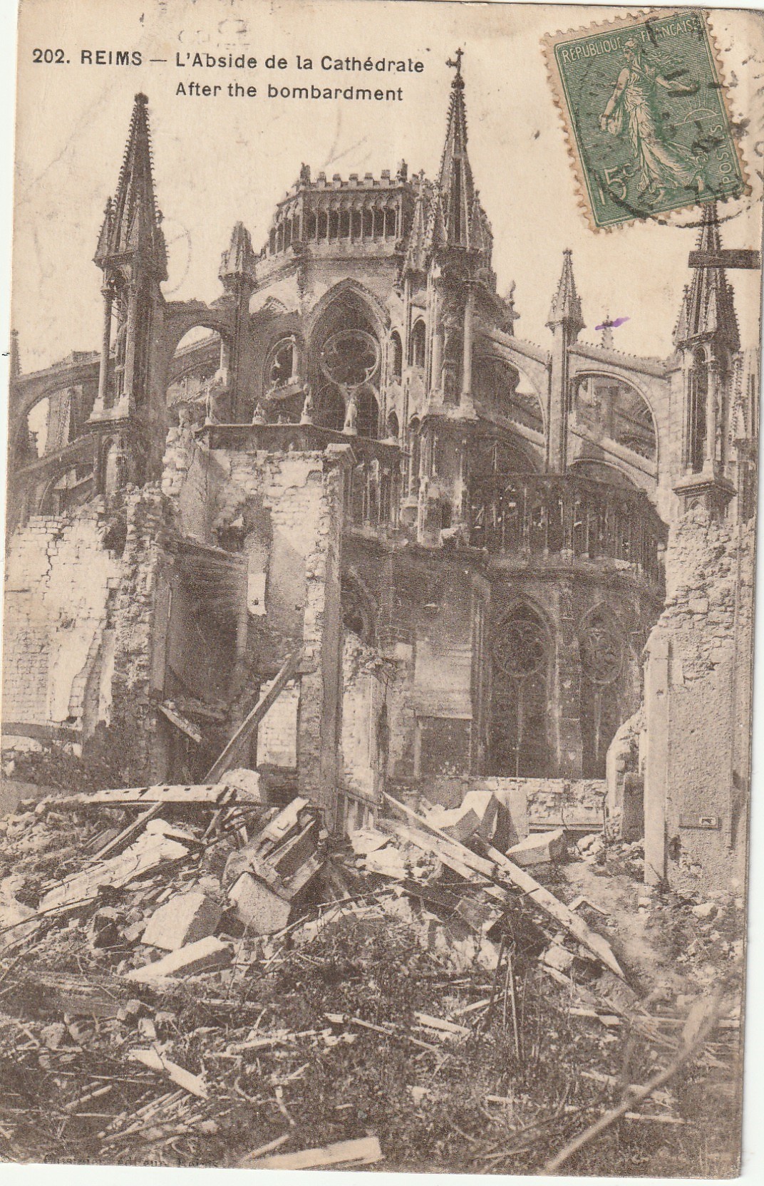 51 REIMS. Abside de la Cathédrale après le Bombardement 1920