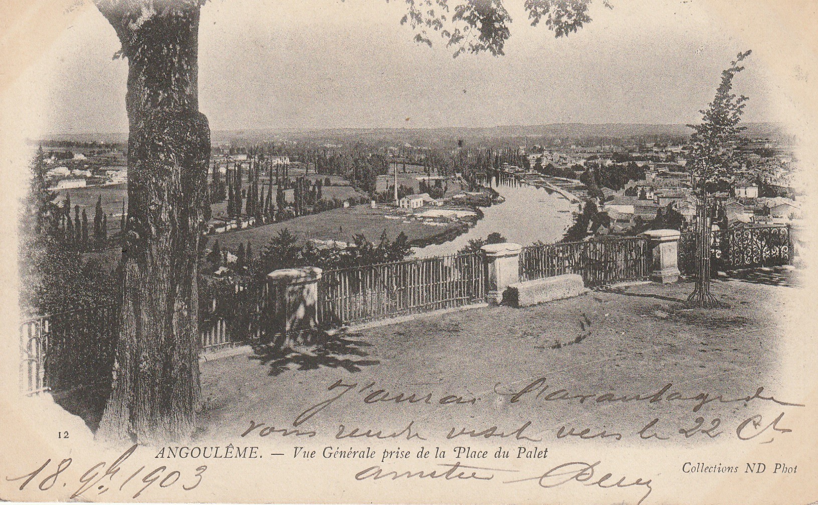 16 ANGOULÊME. Vue générale prise de la Place du Palet 1903