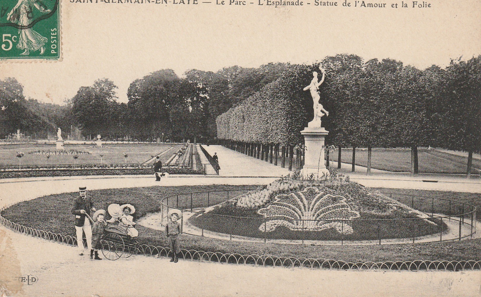 78 SAINT-GERMAIN-EN-LAYE. Le Parc, l'Esplanade, Statue de l'Amour et la Folie 1909