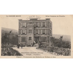 58 CHATEAU-CHINON. La Roche Suize Hôtel Pension de Famille promenade des Enfants en voiture à Âne