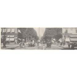 75009 PARIS. Attelages Boulevard des Italiens. Carte panoramique jeu Société Générale double 28 x 9 cm