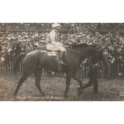 Photo cpa Sports HIPPISME Courses Hippodrome Paris. HEROS XII monté par MITCHELL (2 trous de punaise)...
