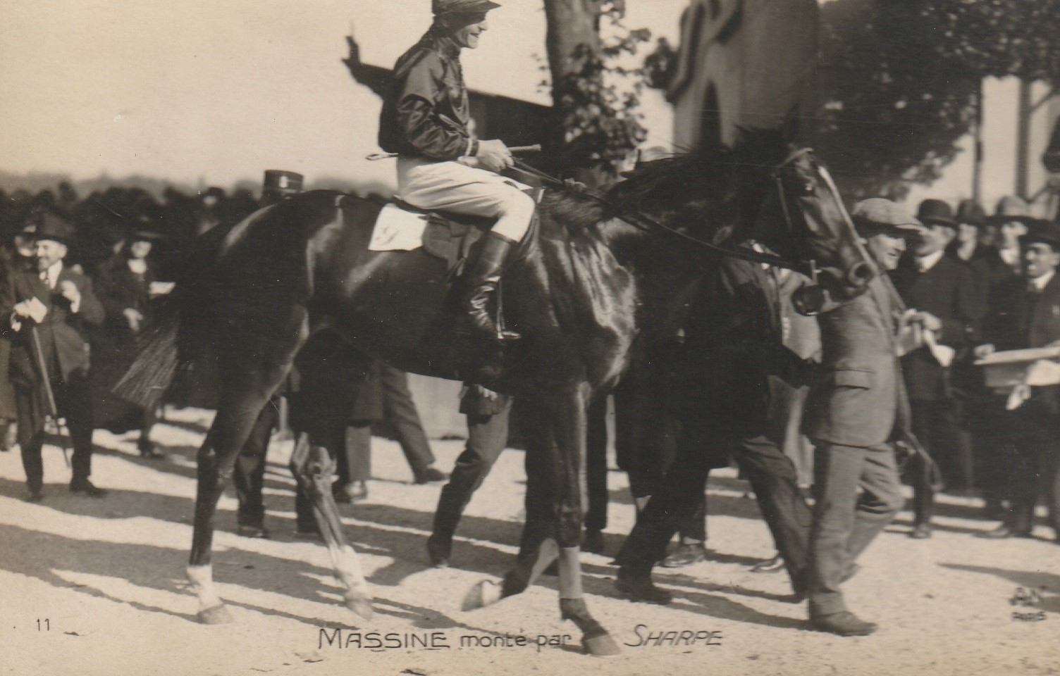 Photo cpa Sports HIPPISME Courses Hippodrome Paris. Cheval MASSINE monté par SHARPE