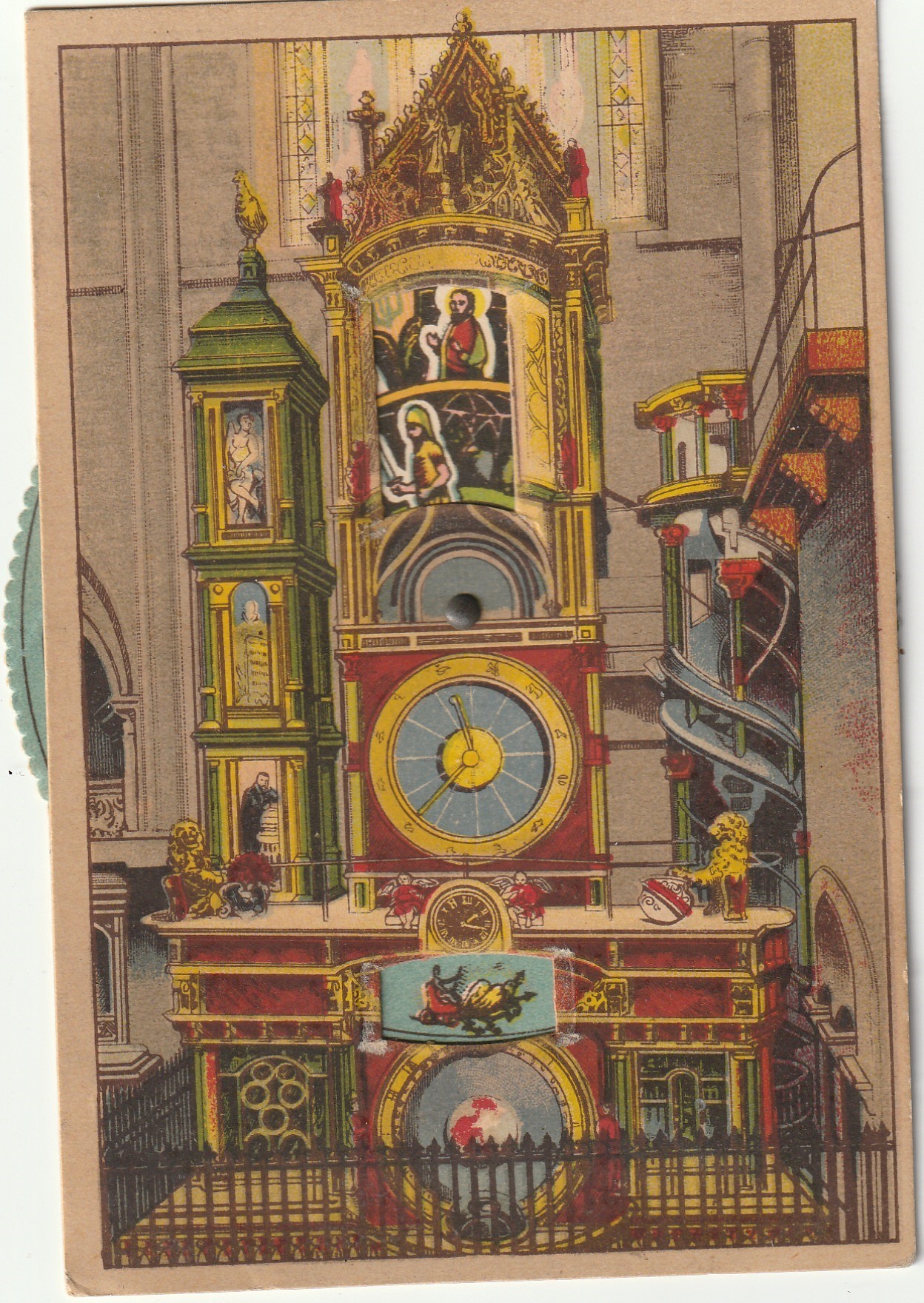 Carte à système tournant 67 STRASBOURG. Horloge astronomique de la Cathédrale avec roulette latérale...