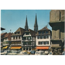 2 x Photo cpsm grand format 67 OBERNAI & STRASBOURG. Place du Marché 1979