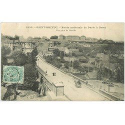 carte postale ancienne 22 SAINT-BRIEUC. Route Nationale de Paris à Brest 1907 et Pont de Pierre