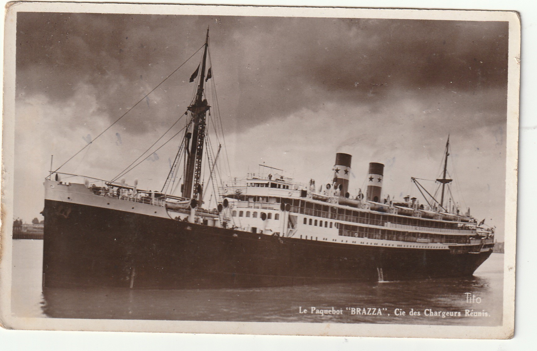 2 x Photo cpsm petit format Transports PAQUEBOTS. Le Brazza et le Liberté 1935