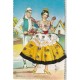 Espagne VALENCIA. Superbe carte avec illustrateur brodée d'une danseuse avec véritables paillettes