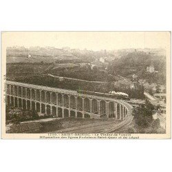 carte postale ancienne 22 SAINT-BRIEUC. Viaduc de Souzin. Train à vapeur